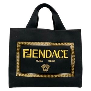Fendi Tote Bag Black Gold FENDACE